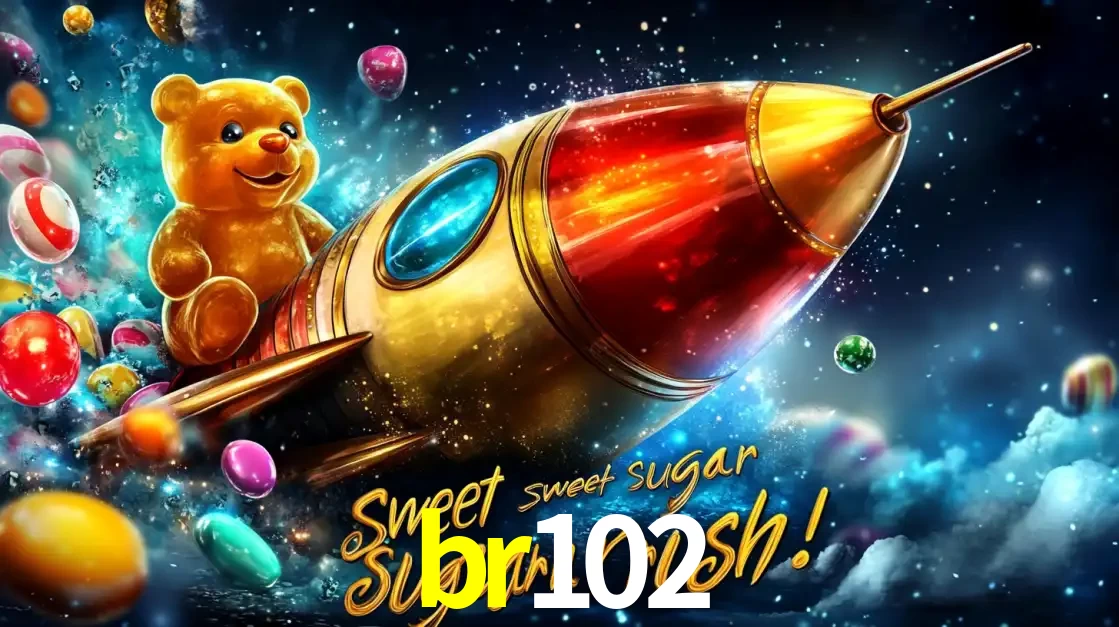 Arte promocional do jogo de slot Sugar Rush, com um urso de pelúcia em um foguete viajando pelo espaço de doces, um dos jogos divertidos disponíveis no cassino br102.